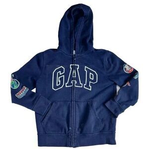 GapKids | DC™ Logo Hoodie Sweatshirt Boys M 8-9  Navy Blue Justice League Comics
